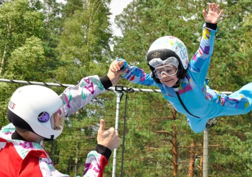 A child Skydiving on the UK's only outdoor skydiving machine