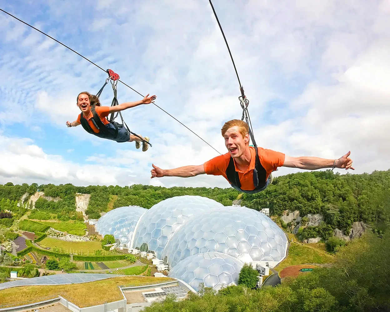 A Zipline day out with the eden project in the background